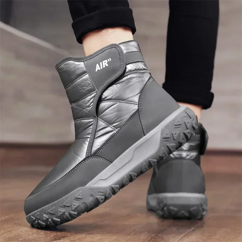 Hot Style Men\'s Snow Boots Winter Cotton Shoes for Men Warm Ankle Boot Trendy All-match Anti-slip Shoes Thick Plush Outdoor Boot