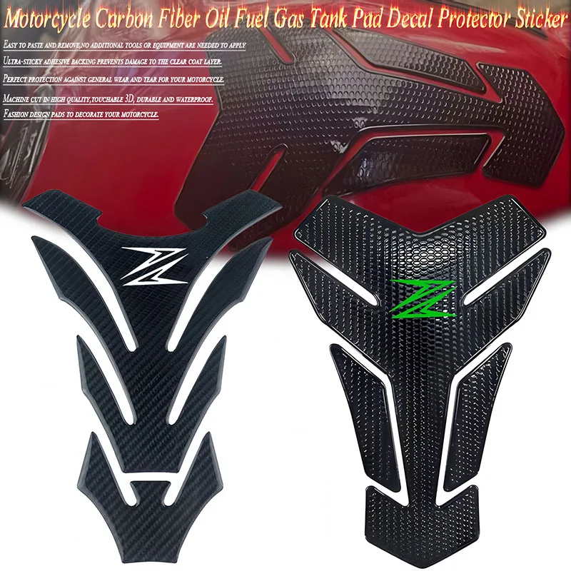 For Z250 SL Z300 Z400 Z500 Z750 Z800 Z650 Z900 RS Z1000 SX 3D Carbon Fiber Oil Fuel Gas Tank Pad Tankpad Decal Protector Sticker