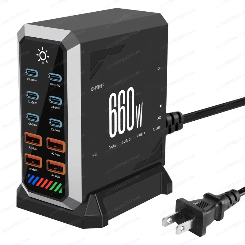 

Зарядная станция USB-C на 660 Вт, 10 портов, быстрая зарядка Type-C PD3.1 PD3.0 PPS