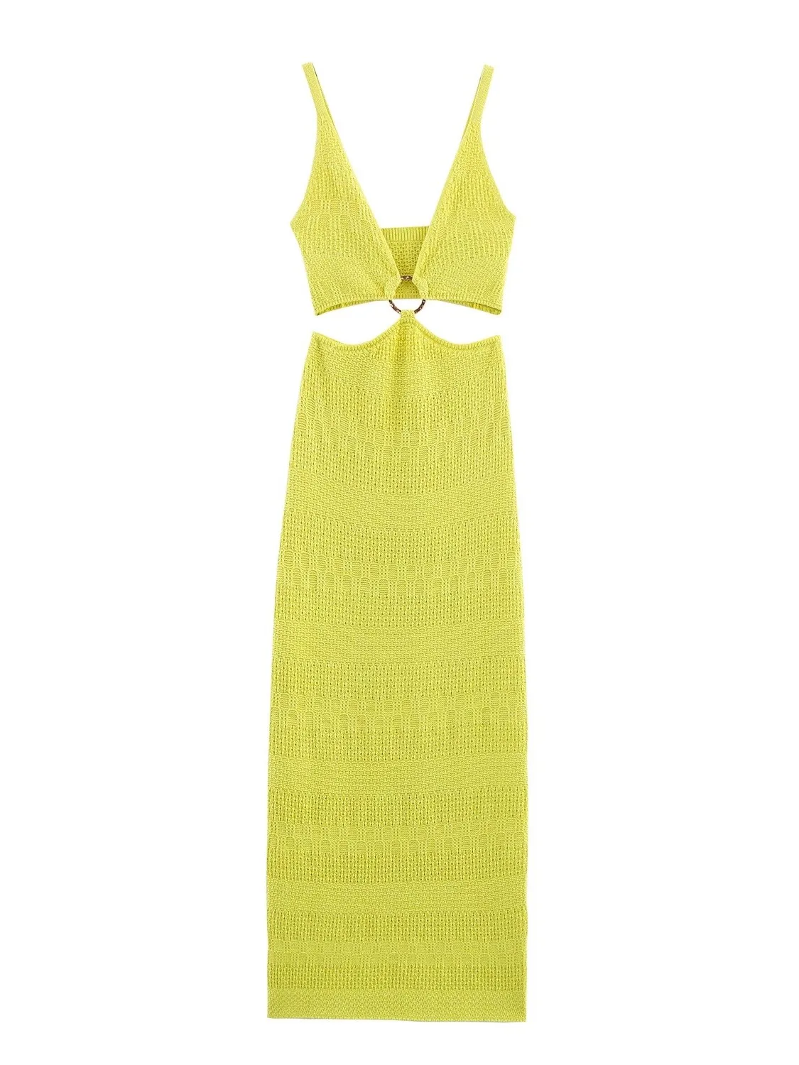 

New 2026 Women's Pure Desire Hollow out Strap Dress Long Skirt High Waist A-Line Polyester Fiber Summer Season Citywalk Dress