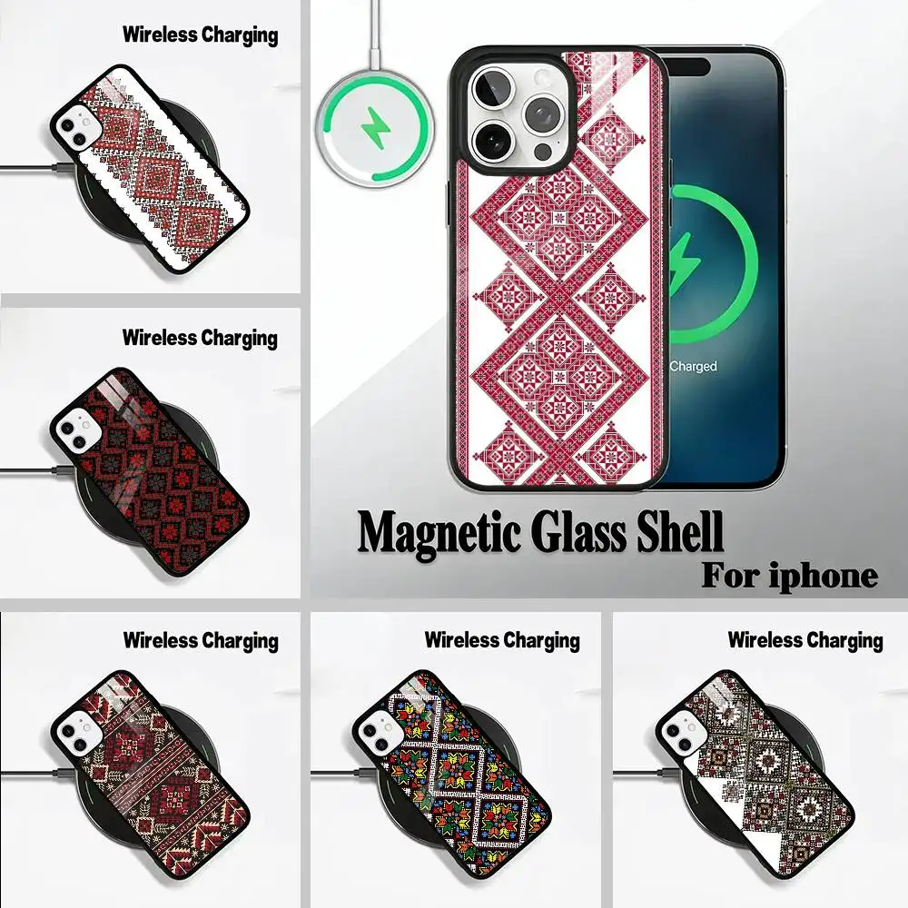 

Ukrainian Embroidery Phone Case For IPhone17 16 15 14 13 12 11 Pro Max 16/15/14Plus Wireless Charger Cover Funda