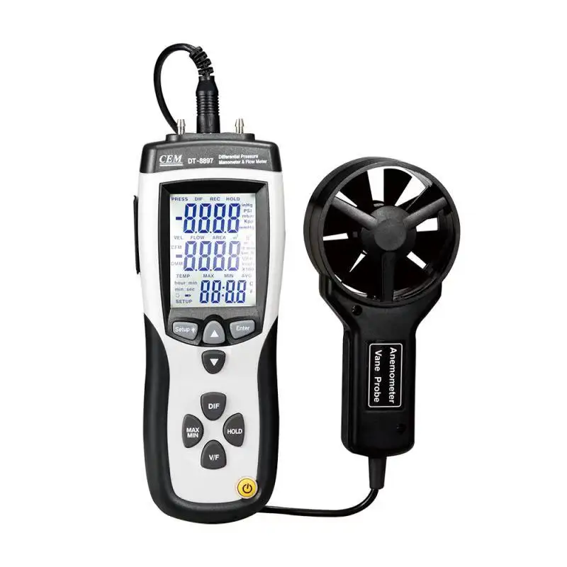 DT-8893 CMM/CFM 0~30m/s wind speed meter direction Air Flow or Velocity plus Ambient Temperature Wind Digital Anemometer