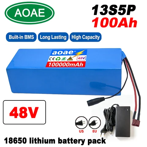 48V 100ah 13s5p Lithium Battery Pack 48v 100000mAh 250W-2000W Citycoco Motorized Scooter Batteries Built in 50A BMS
