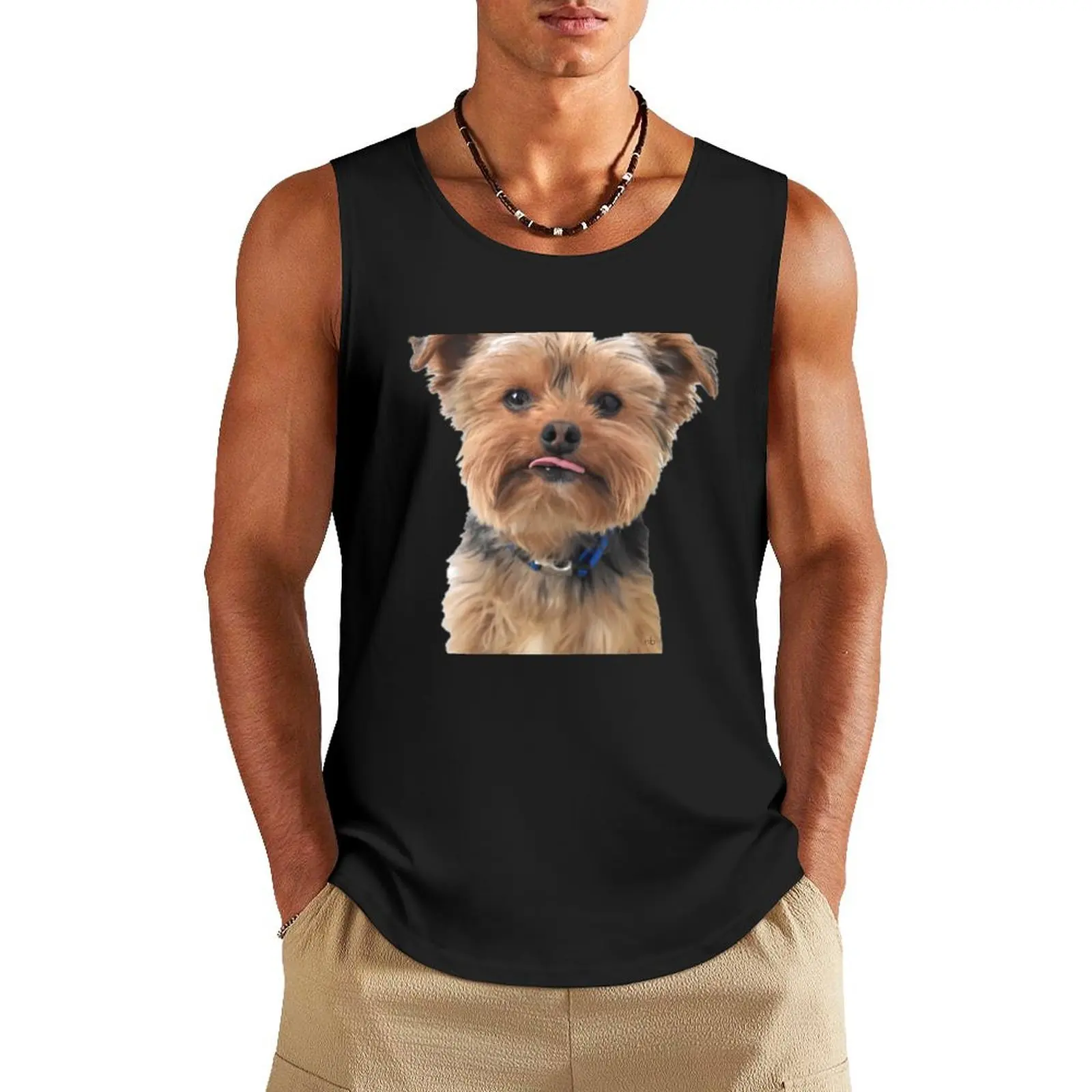 

Yorkie Sticking Tongue Out Dogs Tank Top Men's gym t-shirt sleeveless vest men Sportswear for men Top