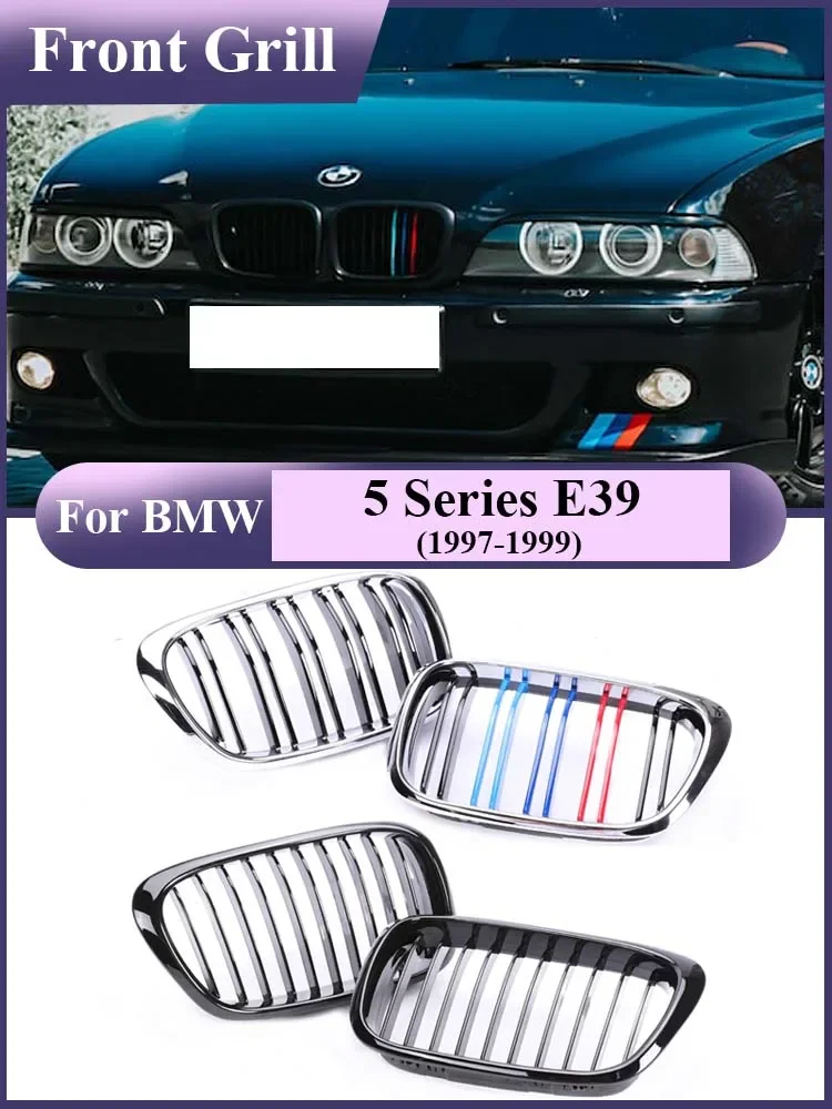 

Radiator Chrome M Color Front Kidney Bumper Black Racing Gril for BMW 5 Series E39 1997-2003 Glossy Black Refting Grille