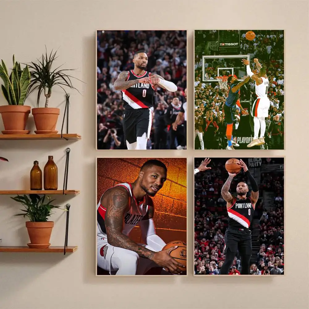 D-Damian L-Lillard Poster Self-adhesive Art Waterproof Paper Sticker Coffee House Bar Room Wall Decor