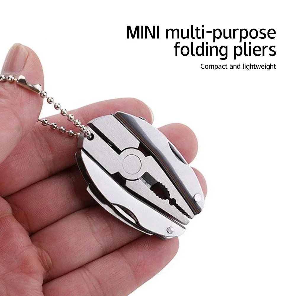Portable Stainless Steel Multi-Tool Keychain - Includes Pliers, Knife & Screwdriver, Perfect for Outdoor/Travel Use