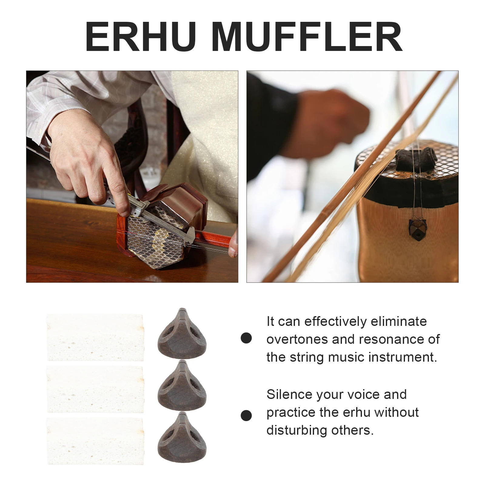 

Erhu Mute Minimal Sound Level Professional Wooden Muffler Instrument Accessory
