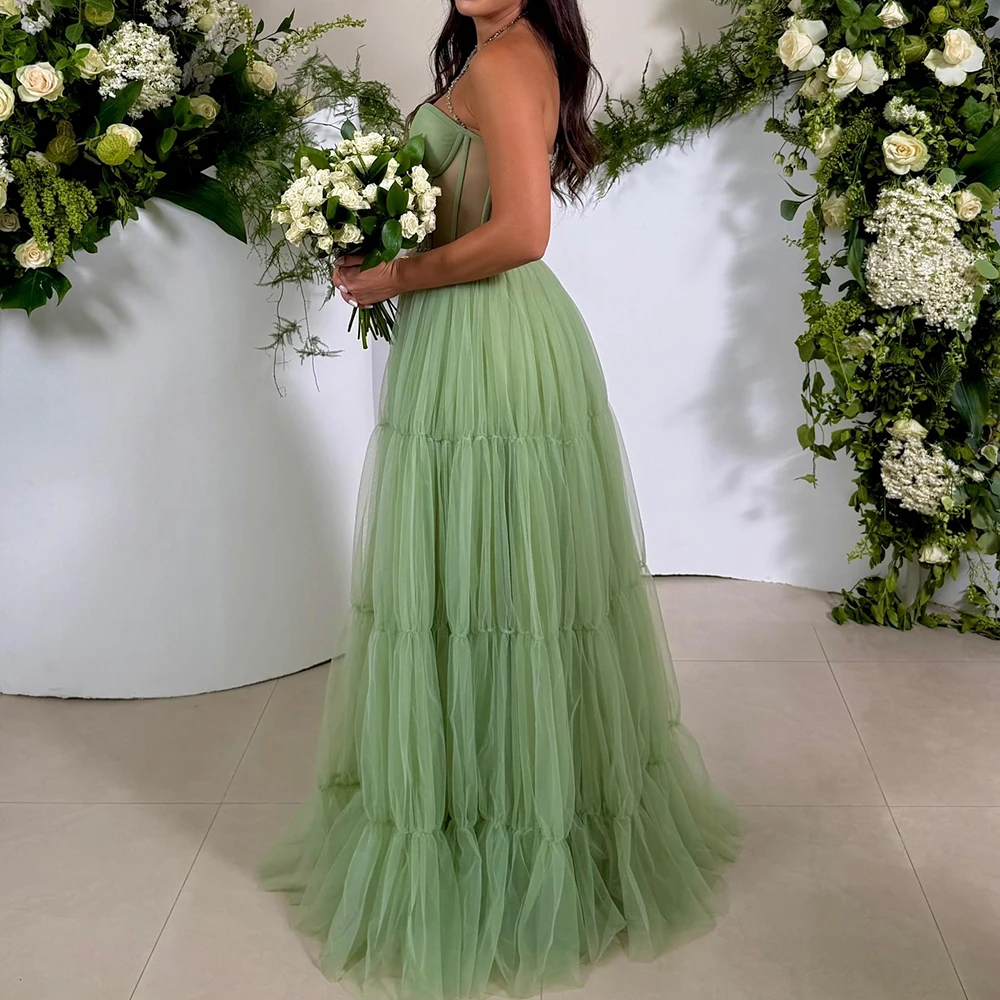 Customized A-line Evening Dresses Floor-length Spaghetti Strap Sleeveless Prom Gown Fashion Sequined Simple Draped Party Gown
