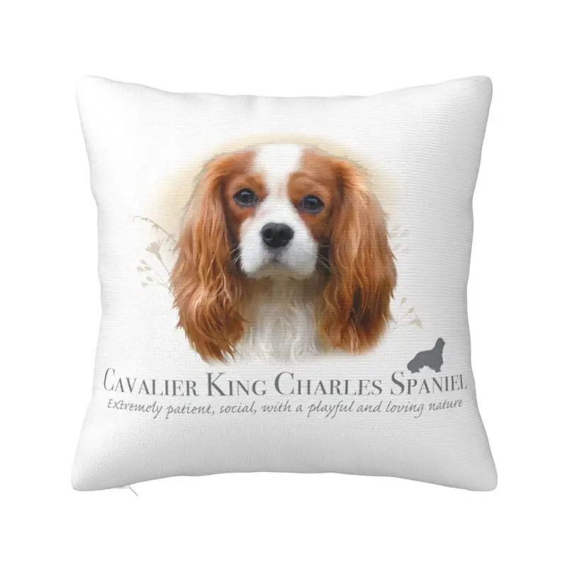 Cavalier King Charles Spaniel Cushion Covers 45x45cm Soft Pet Dog Throw Pillow Case for Car Square Pillowcase Bedroom Decoration