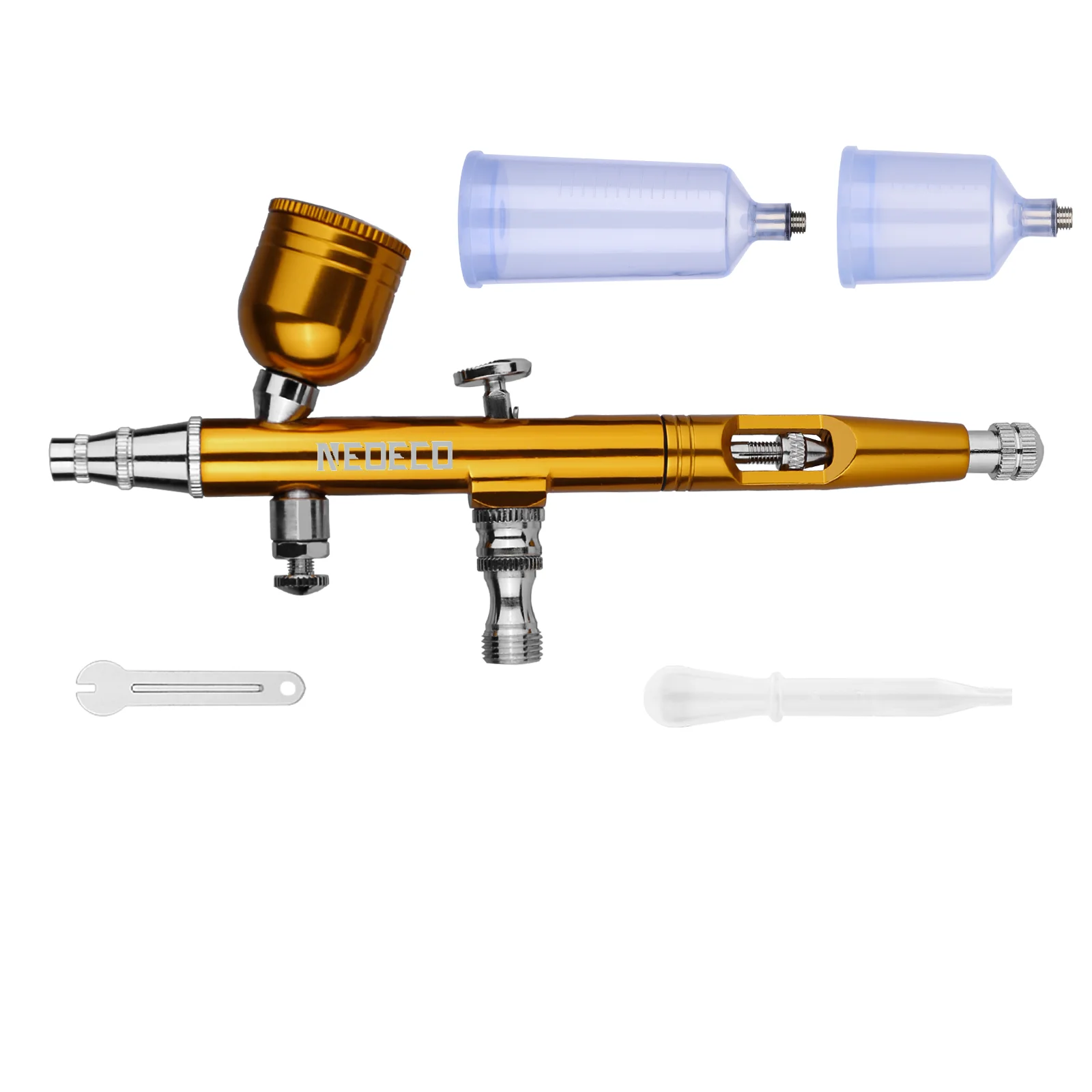 Airbrush Dual Action Schwerkraft Feed 0,3mm Düse Einstellbare Rot/Gold Kuchen Dekorieren Pinsel Für Nagel Maniküre Mit Schlüssel stroh – Detail 8