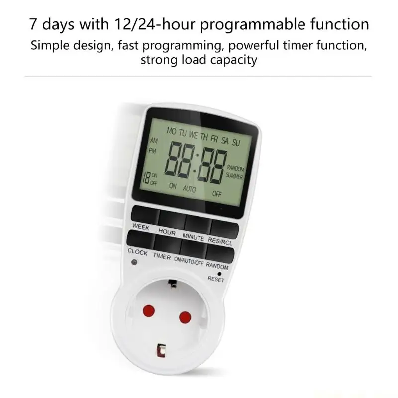 A2BE Weekly Power Scheduler with Display Screen and 12/24 Hour Cycle Control, Programmable European Outlet Unit for Daily Device