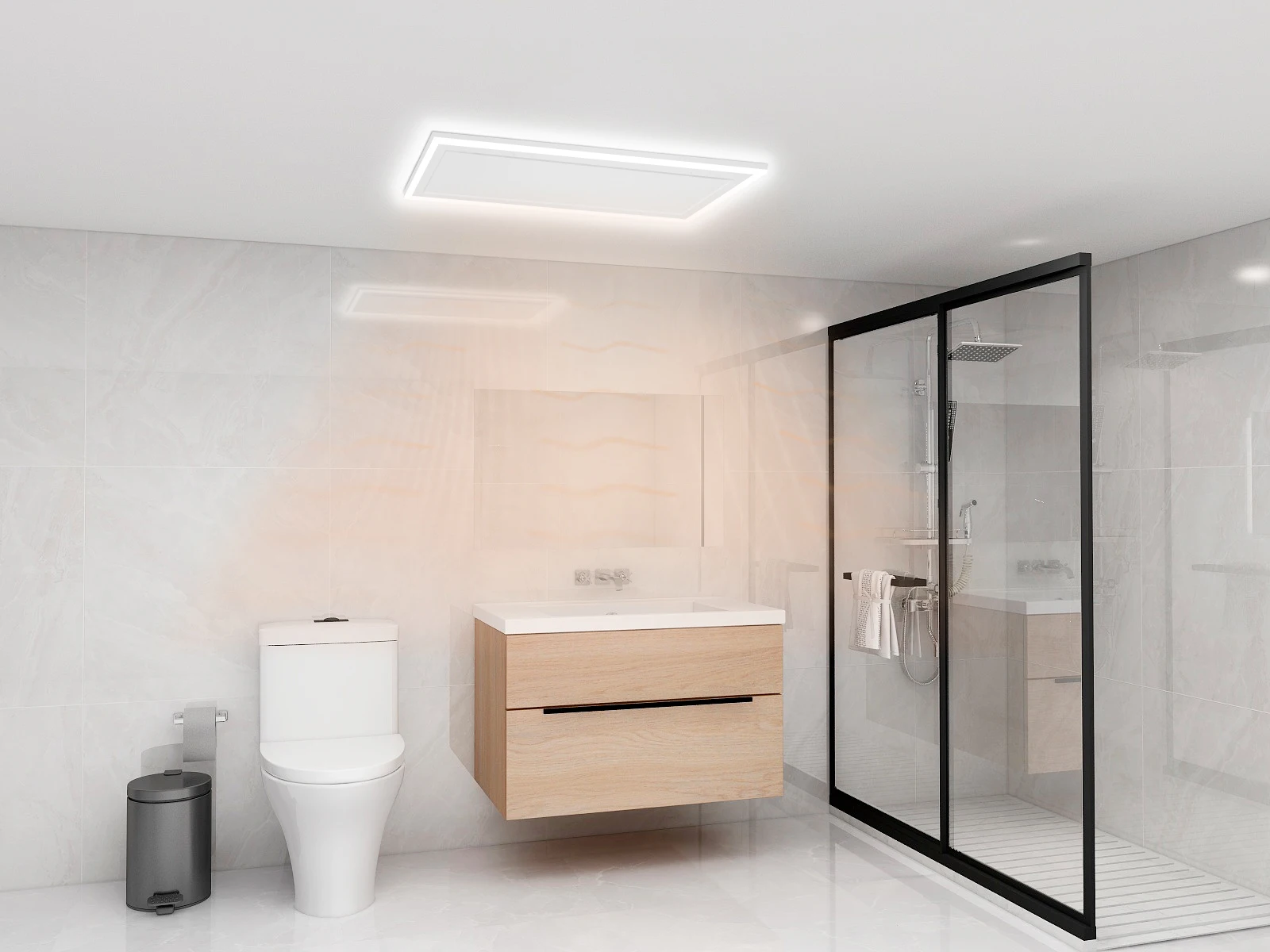 Indoor Electric LED Decorative Light Flat Panel Waterproof Ceiling Room Heater Remote Controlled for Bathroom Living Room