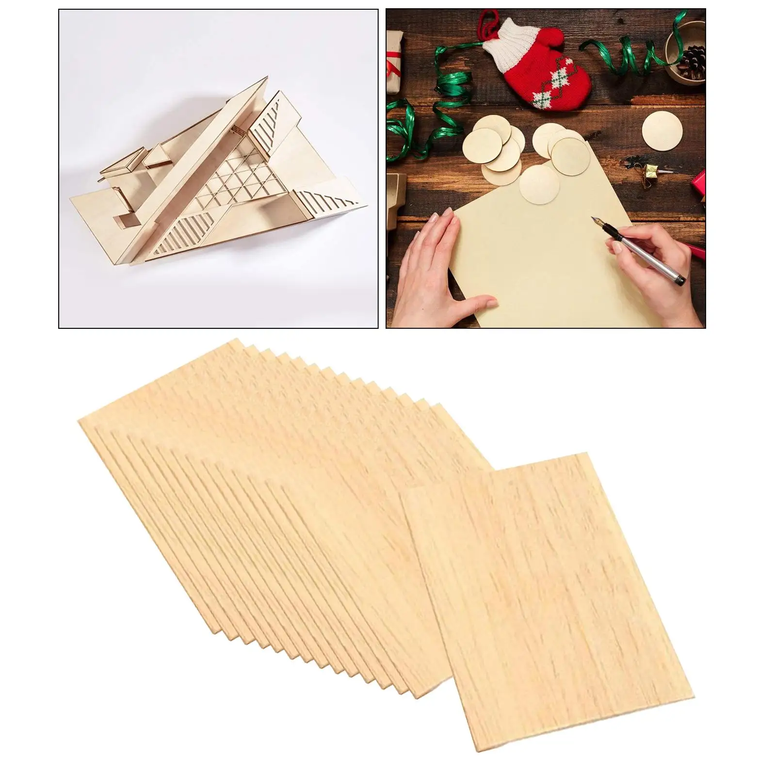 15x Wood Square Slices Pieces Shape Coasters Wood Craft Plate DIY Art