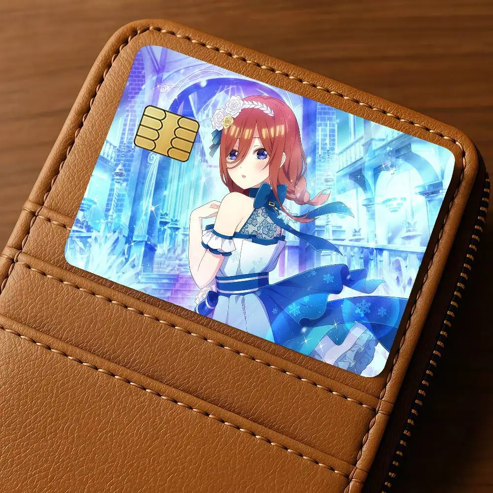 Anime M-Miku N-Nakano Credit Skin Cover Card Stickers 4PCS Film Bus Pass Front Decoration Bank Debit Waterproof