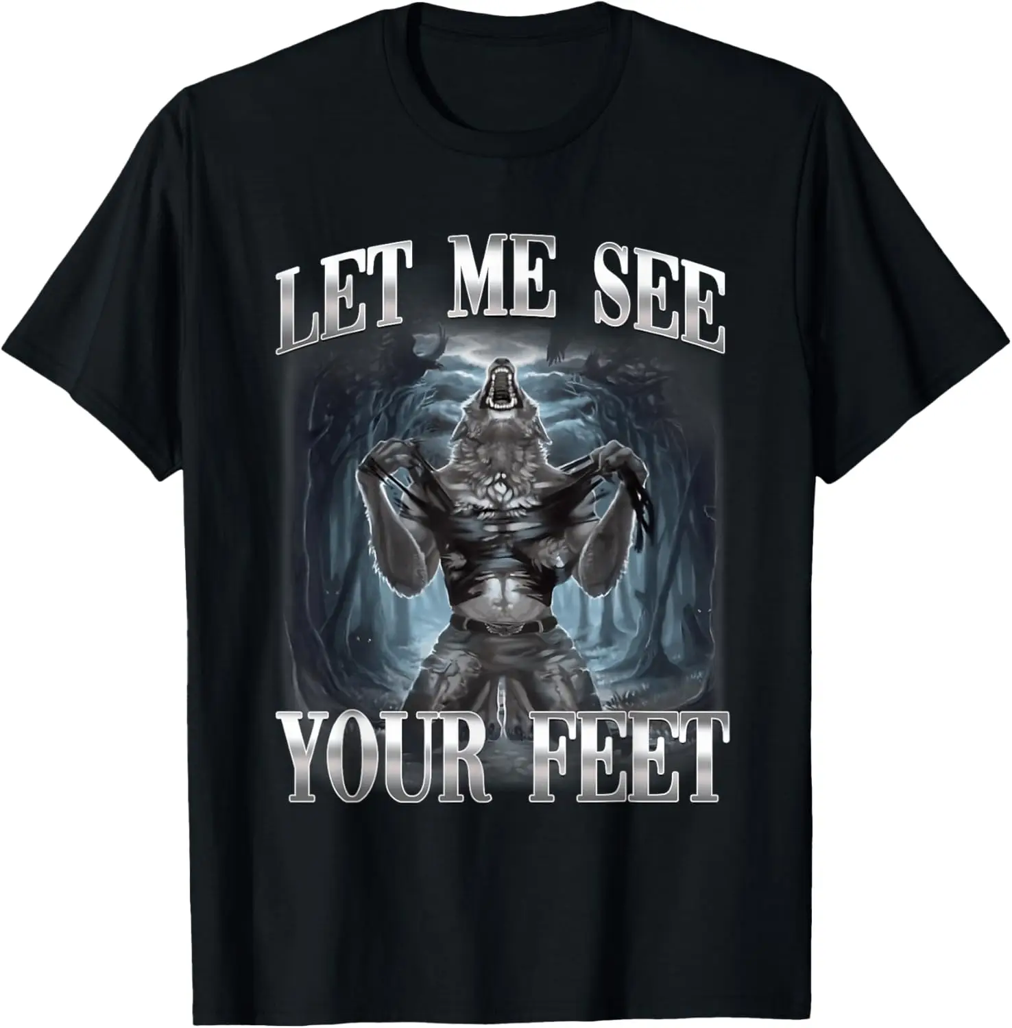 Let Me See Your Feet Alpha Wolf Ironic Meme T-Shirt 100% Cotton Trendy Y2K Short-Sleeve Tee-Soft, Quick-Drying,