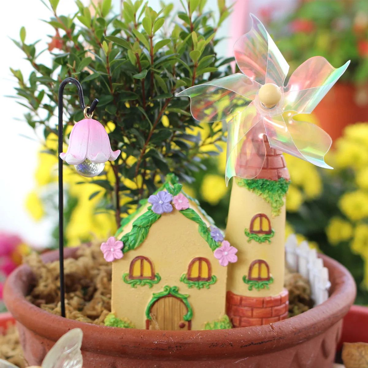 مجموعة من زهرة الجنية طاحونة المنزل مجموعة الإبداعية المشهد الصغير فناء زهرة وعاء الديكور الحلي