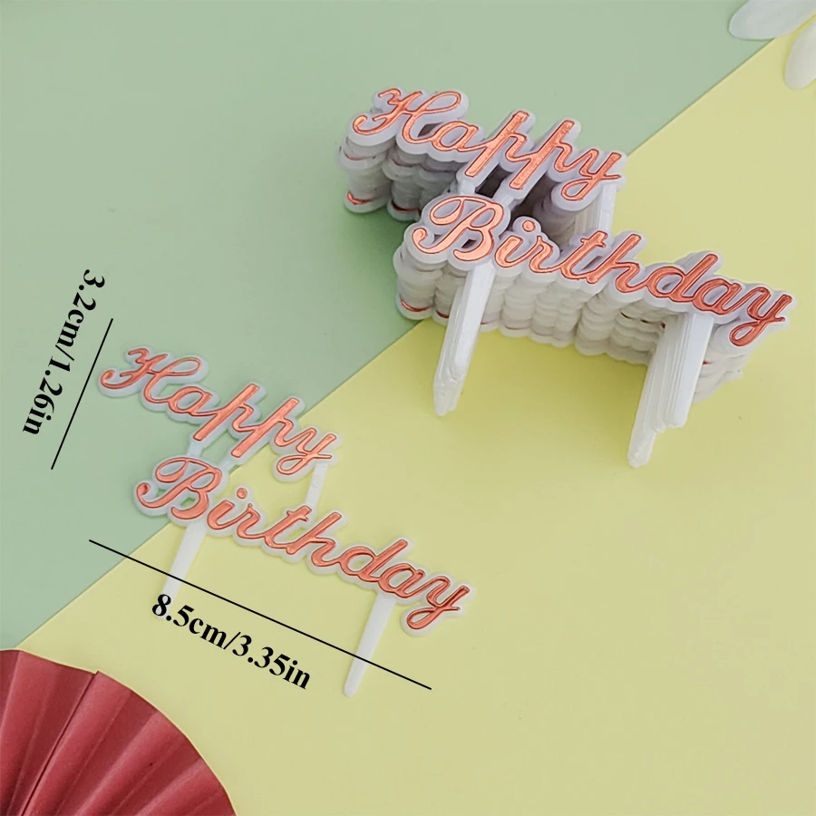 25 Stück Plastik alles Gute zum Geburtstag gebacken Englisch alles Gute zum Geburtstag Gold Party Kinder ersten Jahr Kuchen Dressing – Detail 14