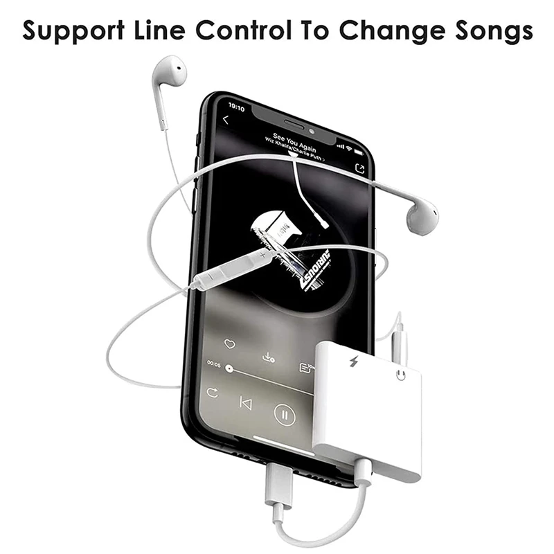 Headphone Adapter For Iphone 2 In 1 To 3.5‑Mm Headphone Connection Adapter For Iphone 12/12 Pro/11/11Pro/SE/8/7/6