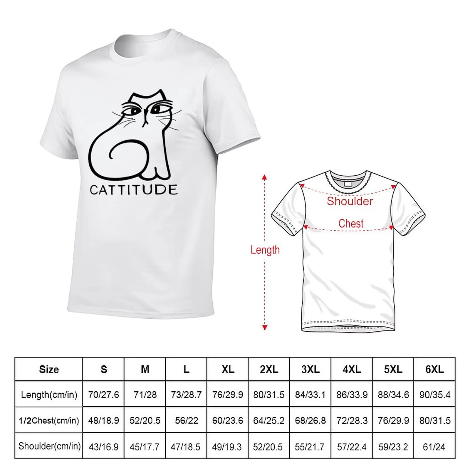 New CATTITUDE T-Shirt korean fashion anime clothes t shirts for men cotton
