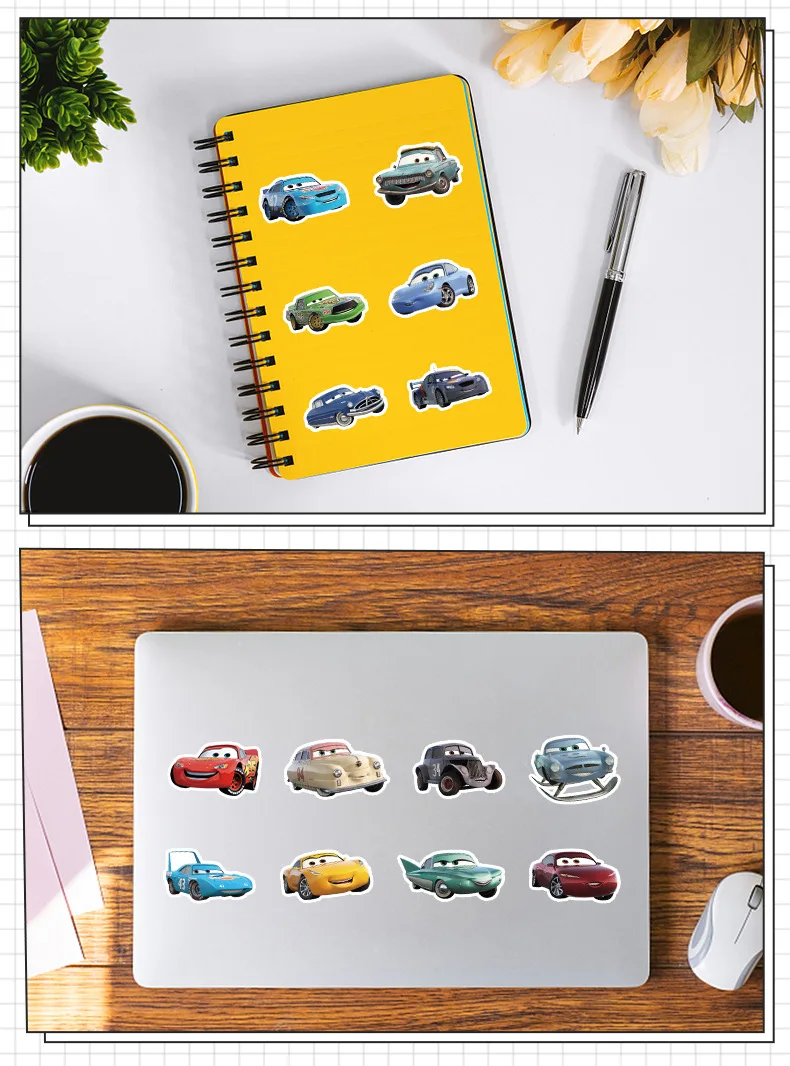 2024new 50pcs Cartoon Animation Cute Cars Kids DIY Waterproof Stickers