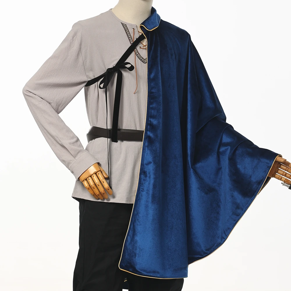 Capa de mosquetero Medieval para hombre y mujer, chal Steampunk, capa de samurái de medio hombro, capa de guerrero LARP, disfraz Medieval de Halloween