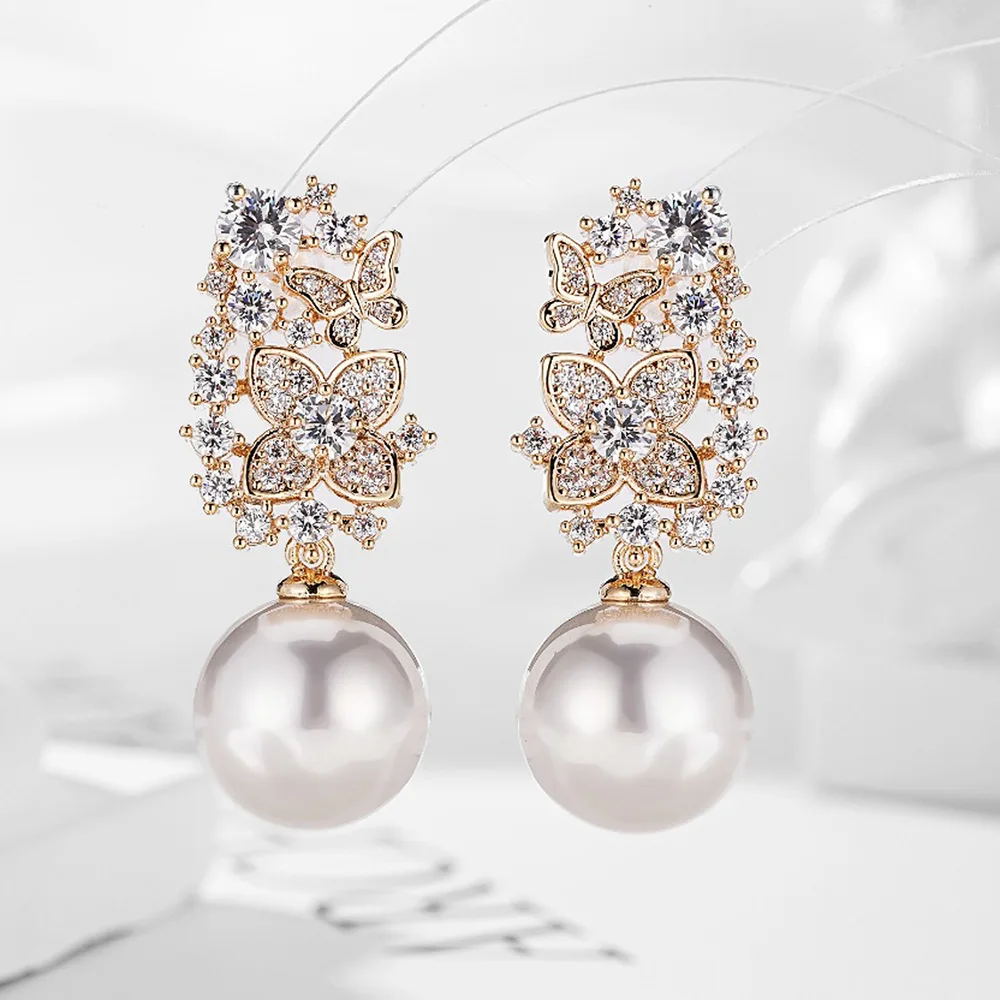 Missvikki Russia New Design Feather Coconut Leaves Pendant Earrings Charm Long Cubic Zirconia 2025 New Design Women Jewelry