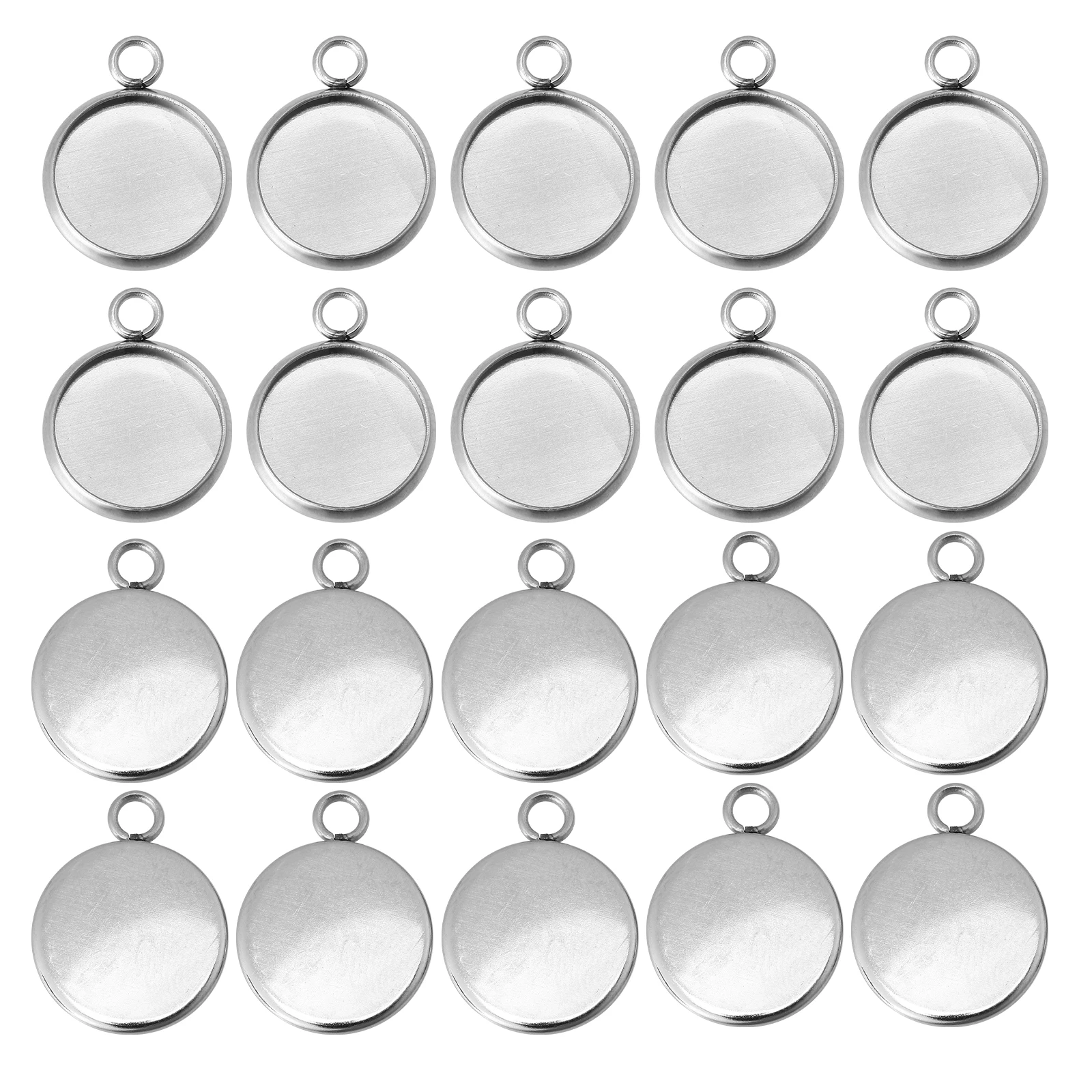 50 Pcs Round Base Stainless Steel Bezel for Earring Making DIY Jewelry Crafts Rustproof Pendant Trays Accessories