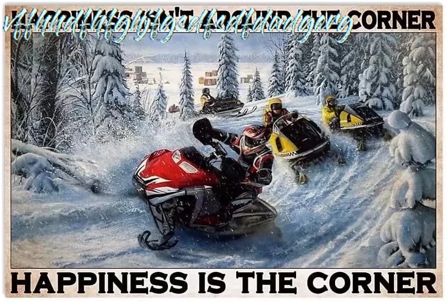 Fun Snowmobile Drift Metal Tin Sign Vintage Poster Family Bathroom Toilet Bar Cafe Wall Decoration 8X12 Inches sign