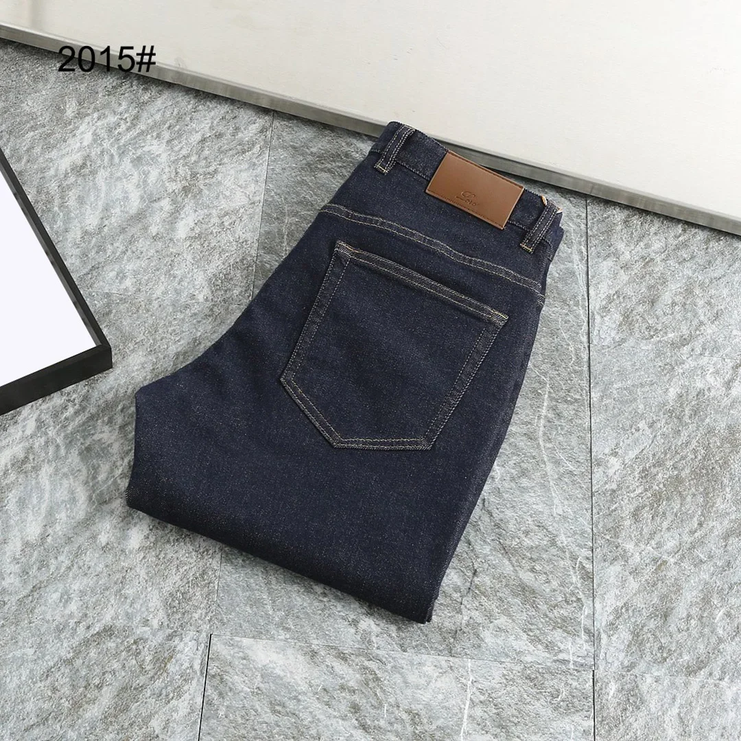 

BLLIYOSS Jeans men 2024 New Elastic Medium thickness system Old Money size 29-40 Straight long pants Customized leather label