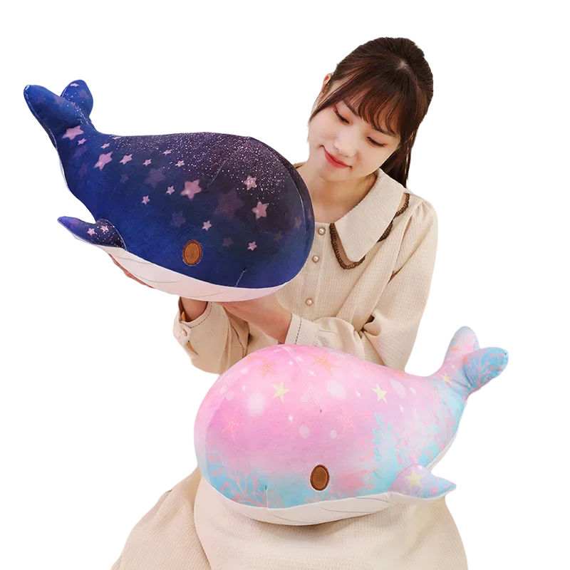 40/50cm Colorful Starry Sky Blue Whale Doll Soft Animals Whale Pillow Stuffed Down Cotton Plush Toys Birthday Gift