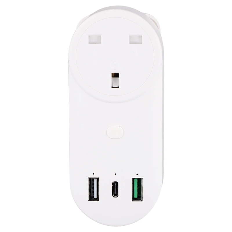 Умная розетка Wi-Fi, 16 А, 2 отверстия, розетки USB + Type-C, 65 Вт, пульт дистанционного управления, совместимая с Alexa, британская вилка