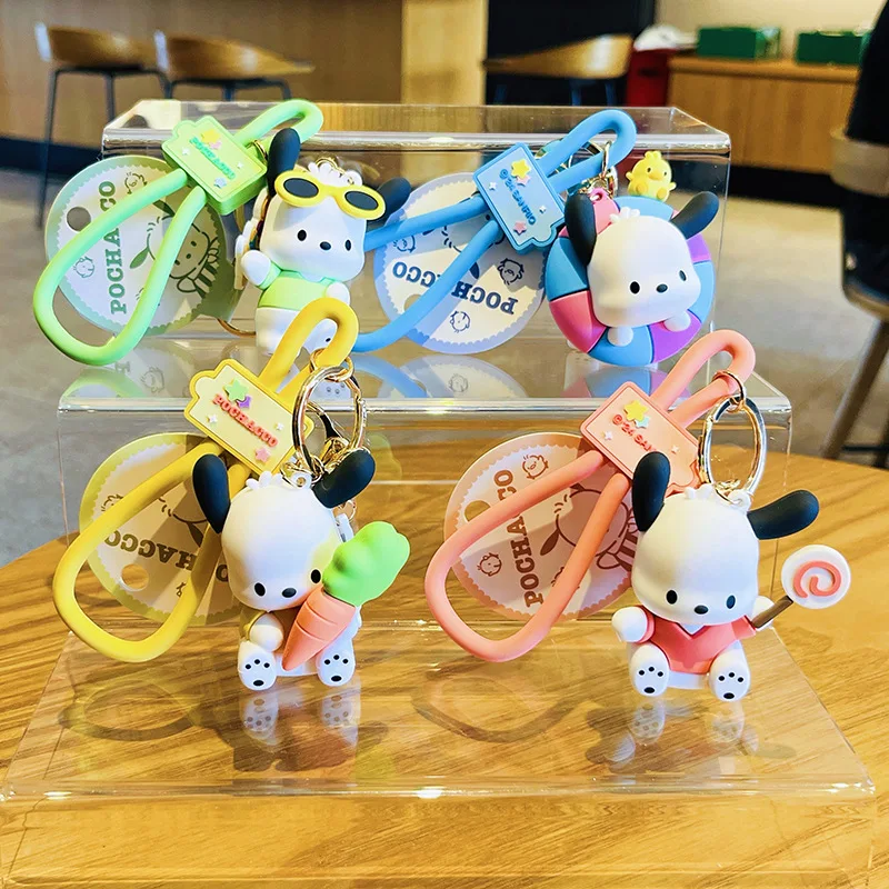 New Kawaii Sanrio Pochacco Genuine Vitality Full Series Keychain Girl Cute Cartoon Key Chain Couple Bag Pendant Birthday Gift