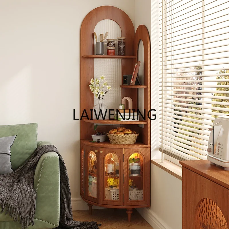 LYN French medieval corner shelf retro solid wood triangular fan bookshelf