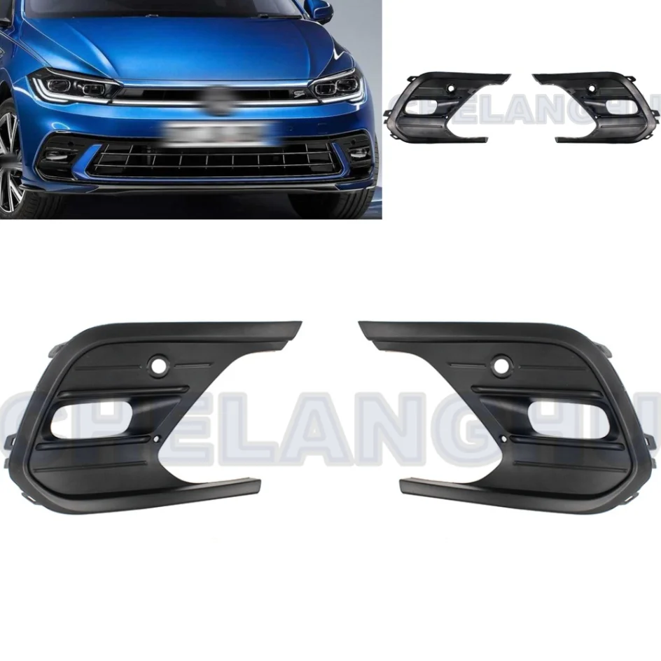 For VW Polo 2018 2019 2020 2021 2022 2023 Pair Left+Right Front foglight Lamp Grille Cover car acesssories 2G0854661A 2G0854662A