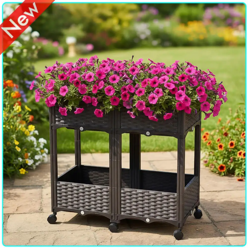 

Outdoor Vegetables Flower Planter Box Elevated Raised Garden Bed With Drainage Plug For Balcony Backyard Planting Tool Accessory
