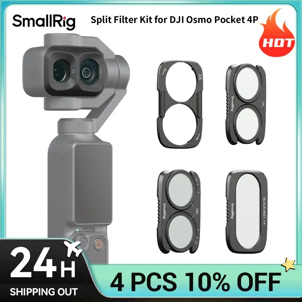 Image of SmallRig 4P Split-Filter-Kit für DJI Osmo Pocket 4P mit CPL / 1/4 Black Diffusion / VND1-5 Filter für Kreative Flexibilität 6477