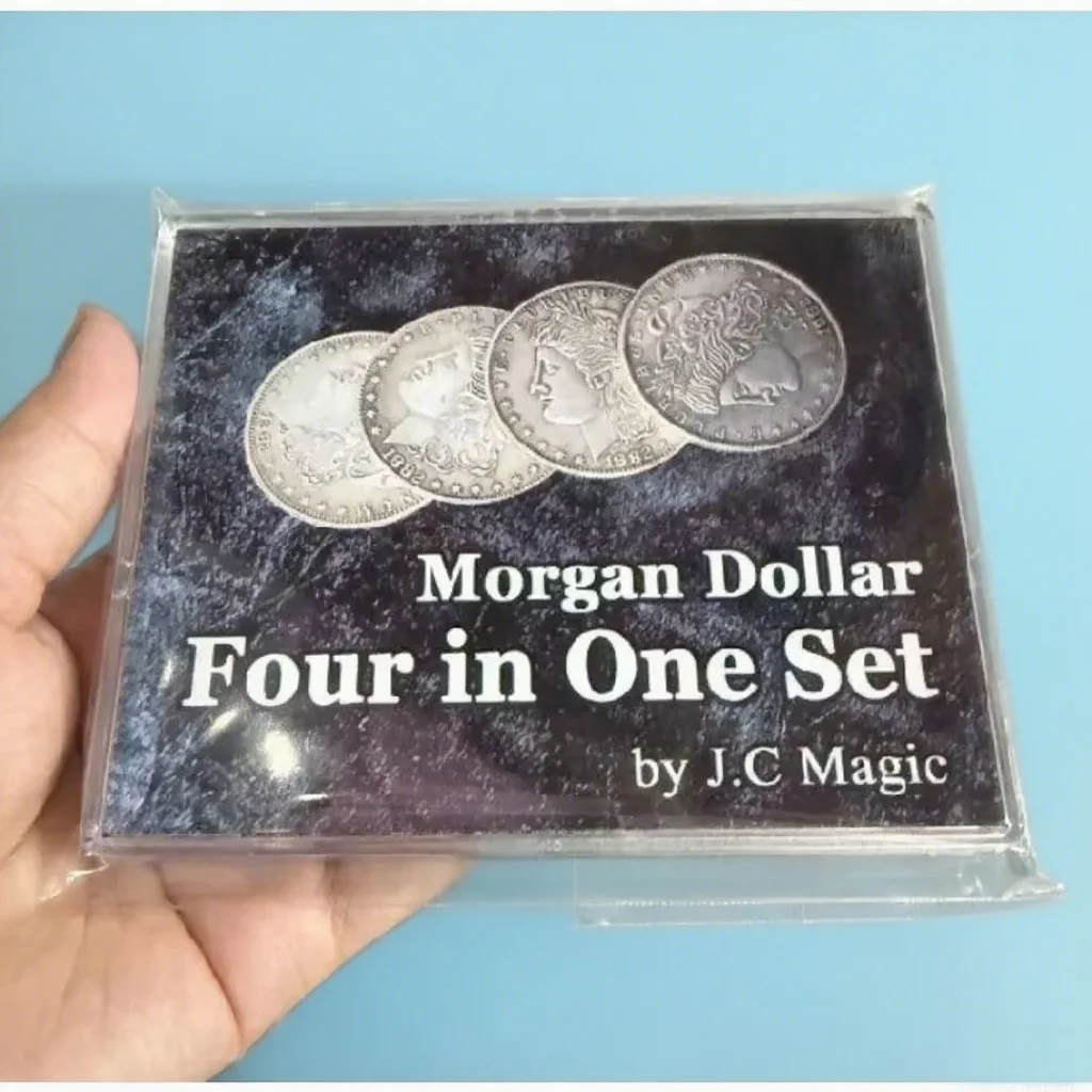 Quatro em um conjunto de dólar morgan cobre por j.c moeda mágica truques de magia ilusão moeda aparar/vanish salto close-up magia truque