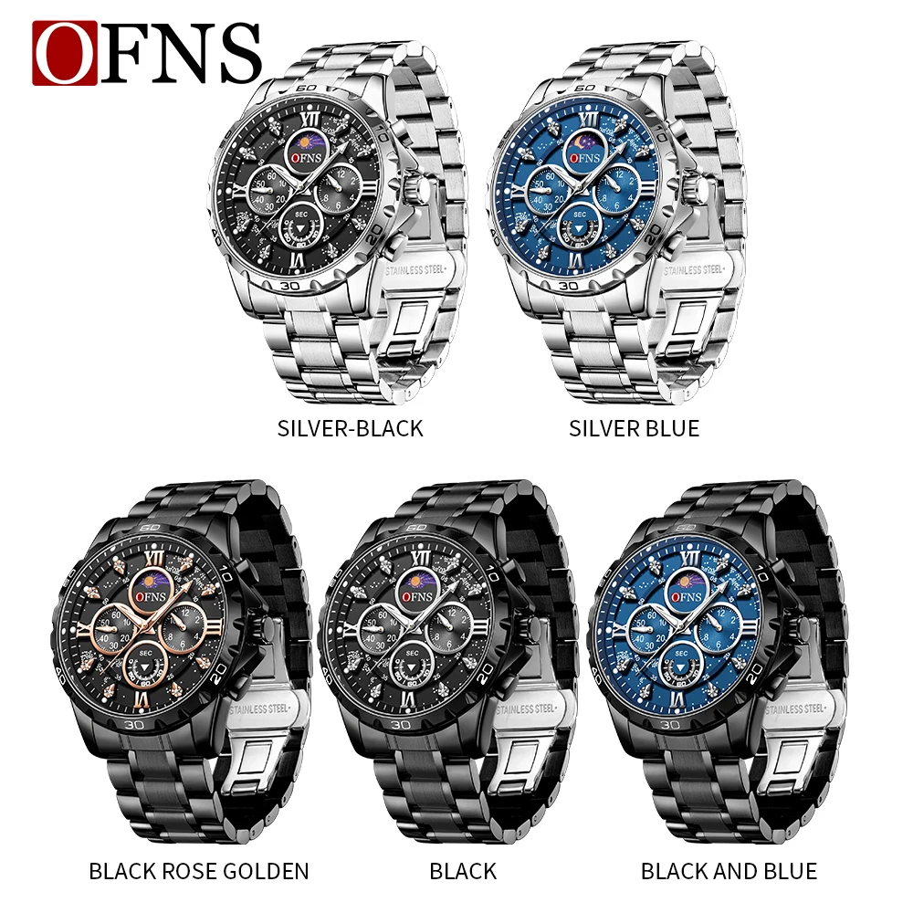 OFNS New Style Hot Selling High Quality Quartz Watch Fashion Trend Business Luminous 30 M Waterproof Multifunctional Men\'s Watch