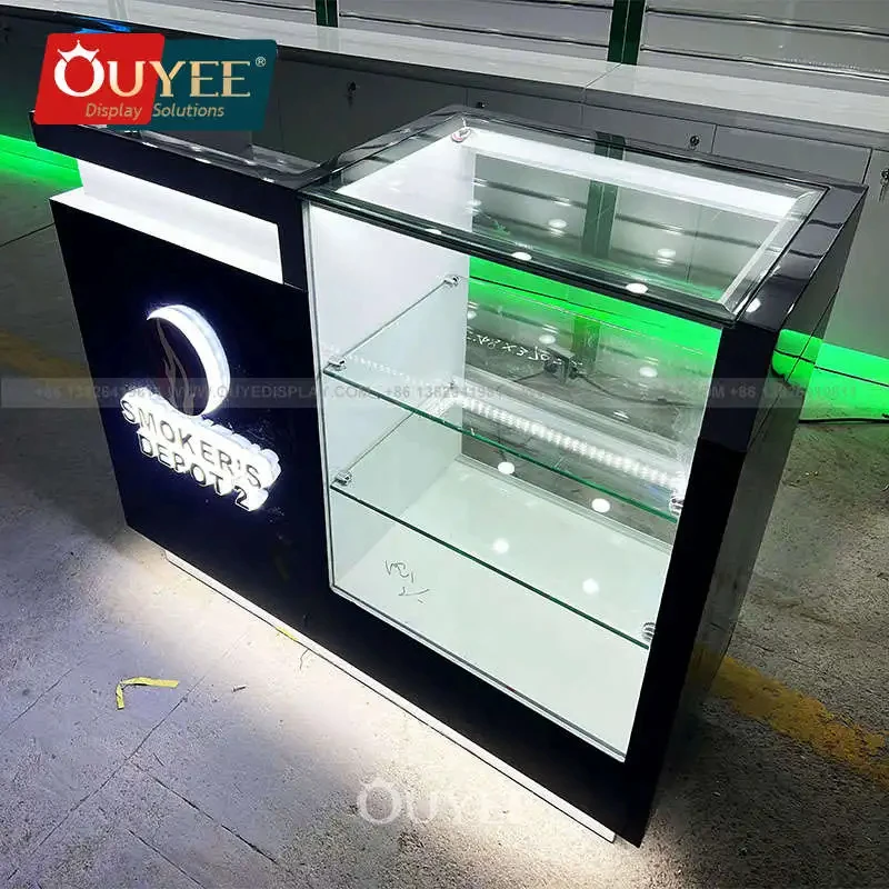 custom.3D Design Service Wooden Cabinets Fixture Dispensary Counters Retail Glass Display Showcase Smoke Shop Showcases