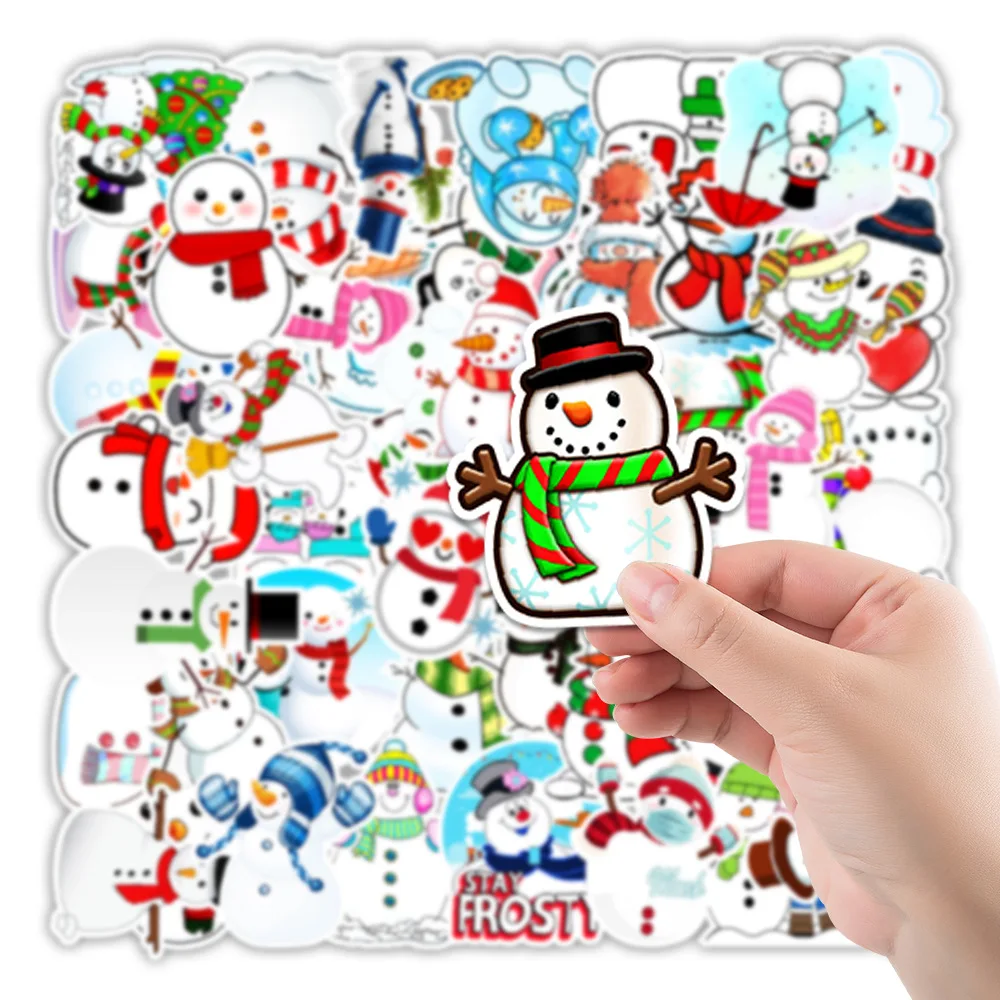 50 pcs /pack Christmas Snowman Doodle Stickers Car Luggage Balance Car Decoration Stickers