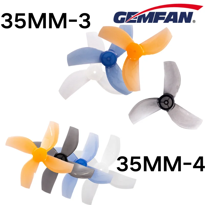 35mm Propeller 3 blade 4-blade Gemfan Prop Disk Dia 1.4inch Paddle Shaft Hole 1mm for RC Drones PC Props 8pair/16Pcs