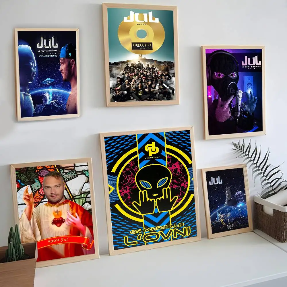 JuL C'est Quand Qu'il S'eteint Rapper Self-adhesive Art Poster HD Quality Wall Art Retro Posters For Home Home Decor