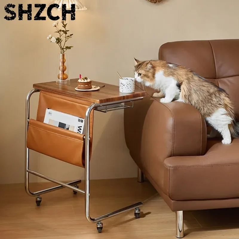 Vintage Home Writing Desk Bedside Sofa Stand Mobile Compact Household Nordic Computing Table Lounge Decor