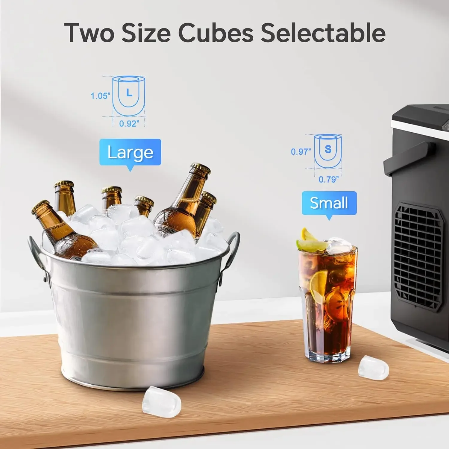 Efficient Self-Cleaning Ice Maker with Handle for Countertop, Produces 26Lbs of Ice in 24Hrs, 9 Cubes Ready in just 6 Mins, Incl