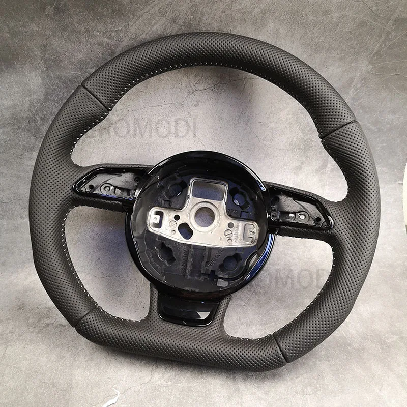 

Flat-bottomed sports steering wheel For Audi A3 A4 A5 upgrade S3 S4 S5 fully perforated leather steering wheel