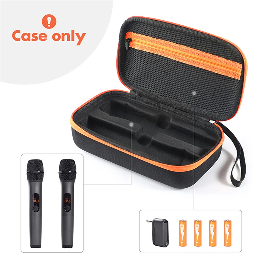 Wireless Microphone Storage Case for JBL Wireless Two Microphone System Universal Handheld Dual Mic Travel Bag EVA Organizer Box