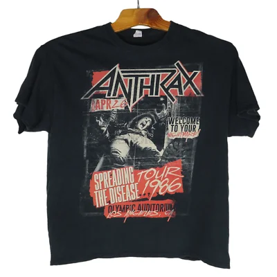 Anthrax Band Men Tour 2016 T-Shirt Size XL Black 2 Sided Spreading The Disease