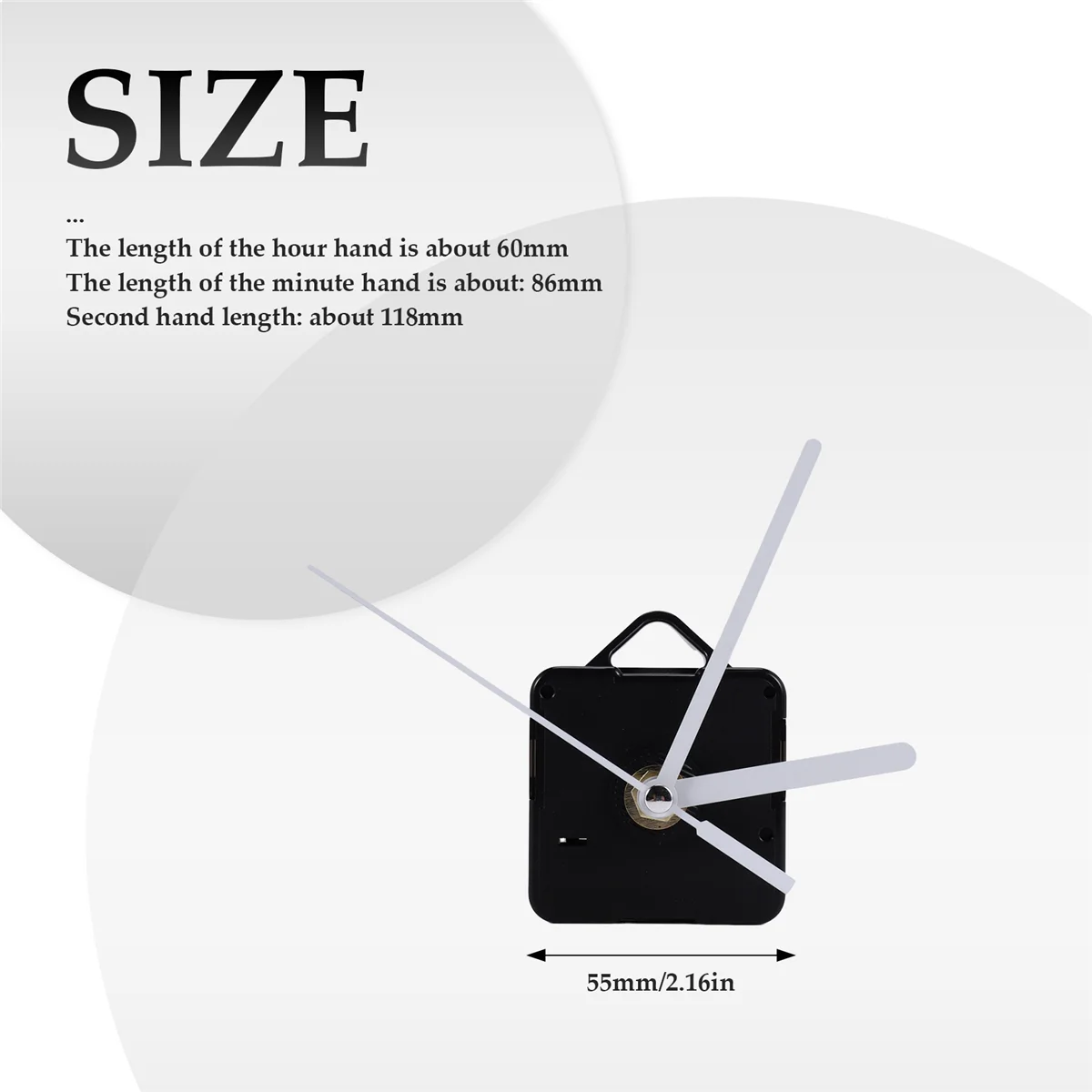 1 pacote de peças de reparo de relógio de parede de substituição mecanismo de movimento de pêndulo motor de relógio de quartzo com mãos e kit de acessórios (preto + branco)