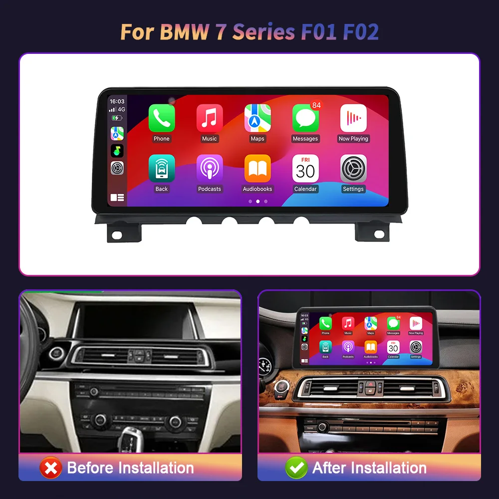 Car Multimedia Navigation 12.3‘’ Android 14 For BMW 7 Series F01 F02 Head Unit WIFI Wireless Carplay Stereo Screen